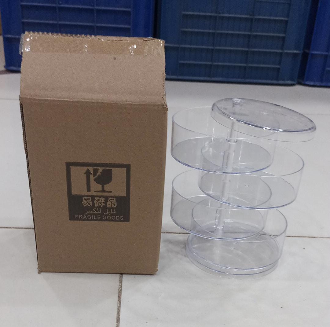 Rotating Jewelry Organizer with Lid Transparent | Rings Necklace Bracelets Holder | 360 Rotating Makeup Organizer 5 Layer