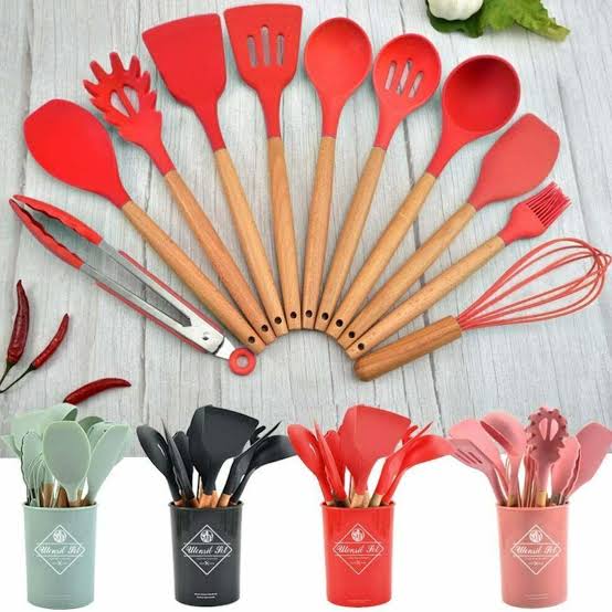 12 Pcs Silicone Cooking Utensils Kitchen Utensil Set - Heat Resistant Non-Toxic BPA Free Spatula Set with Turner