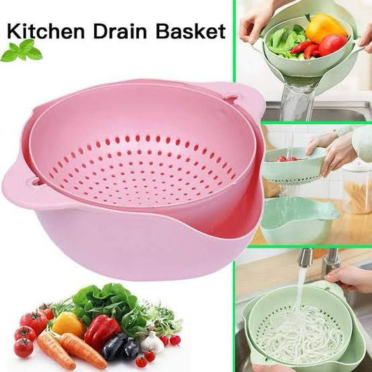 2 in 1 Happy Drainage Double Layer Rotatable Multipurpose Basket