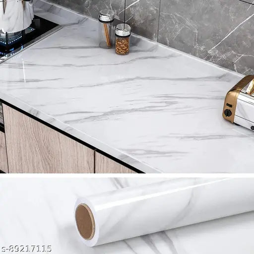 PVC Self Adhesive White Matt Marble