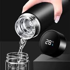 Water Bottle LED Temperature Display | Imported 500ml Stainless Steel Cold & Hot Water Bottle for Boys Girls & Kids, Sports & Gym | Thermos Flask | (Half Liter)