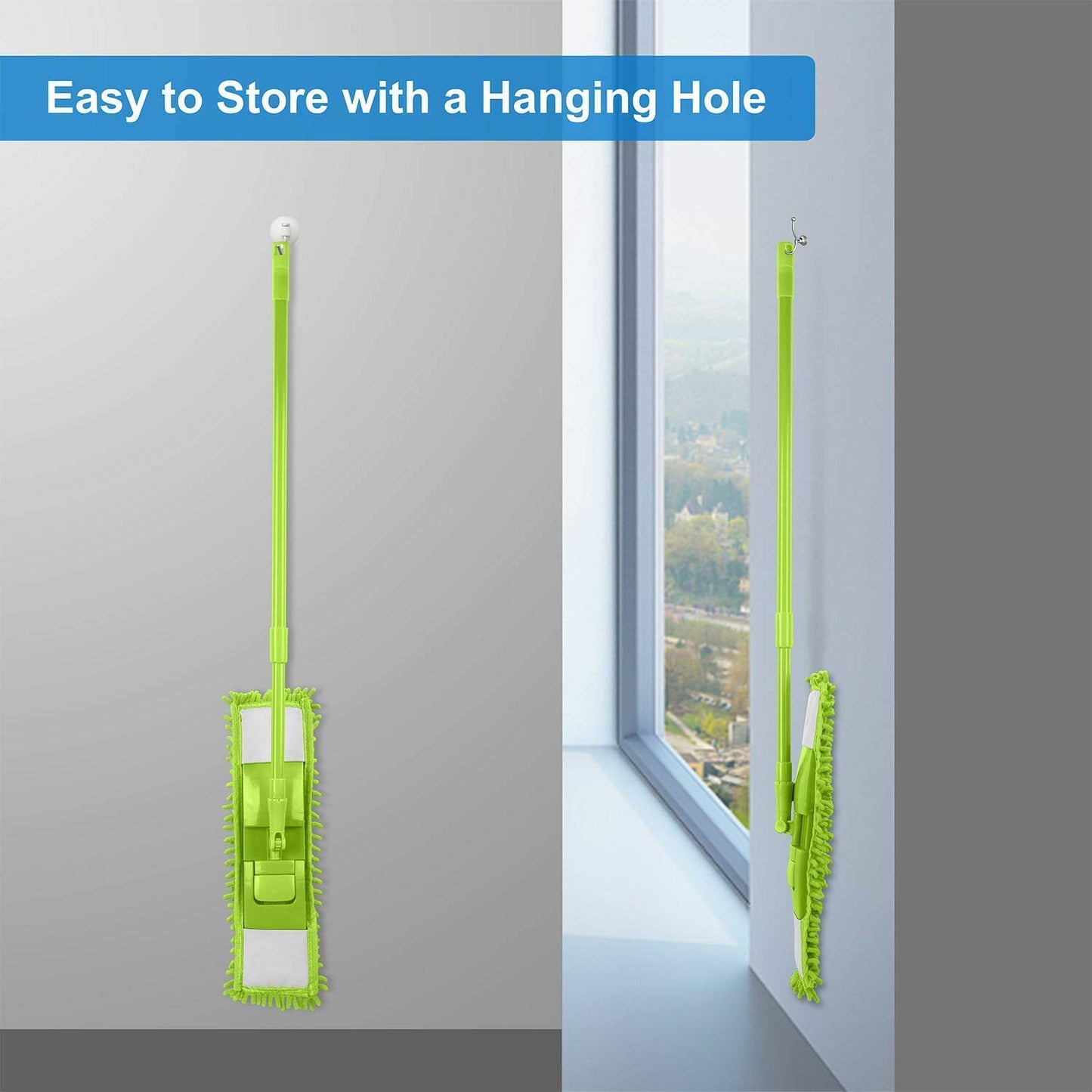 Microfiber Wet and Dry Flat Cleaning Mop with Telescopic Long Handle ( Multicolour , Medium )