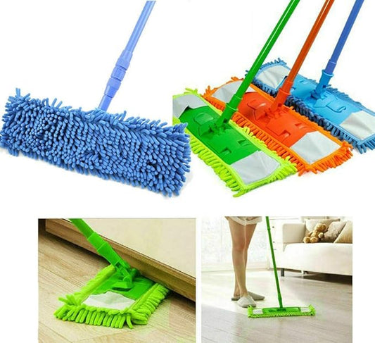 Microfiber Wet and Dry Flat Cleaning Mop with Telescopic Long Handle ( Multicolour , Medium )