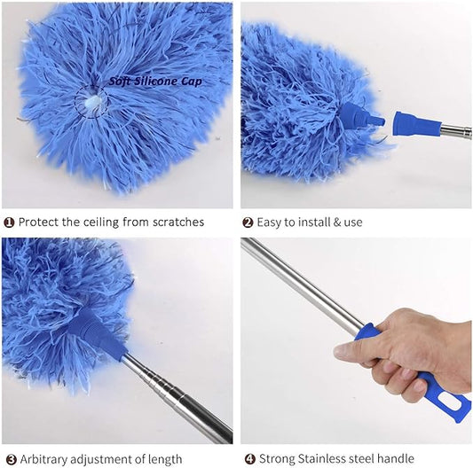 100-inch Extra-Long Dusters, Cleaner Tools with Extension Pole and Bendable and Washable Microfiber Head, Feather Duster for High Ceilings,Ceiling Fan,Furniture