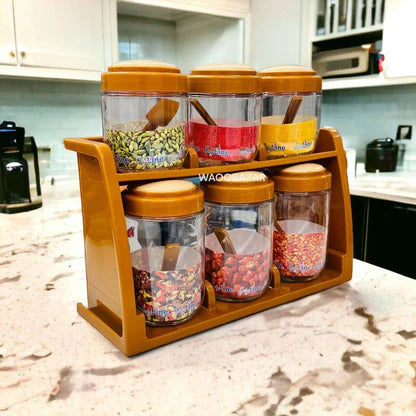 Spice Rack / Masala Box with 6 Unbreakable jars