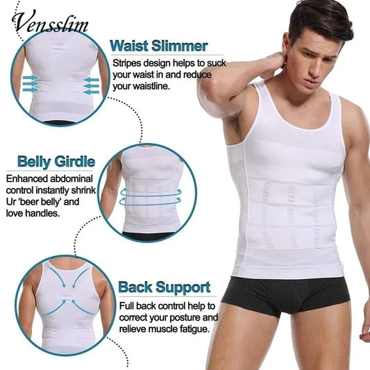 Slim n Lift Body Shaper Vest for Men (Black / White) Stretchable Tummy Tucker Vest Sliming Banyan