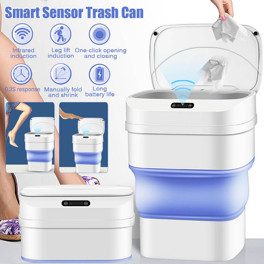 17.5L Smart Induction Trash Can Automatic Dustbin Garbage Bathroom for Kitchen Electric Touch Folding Trash Bin Paper Basket