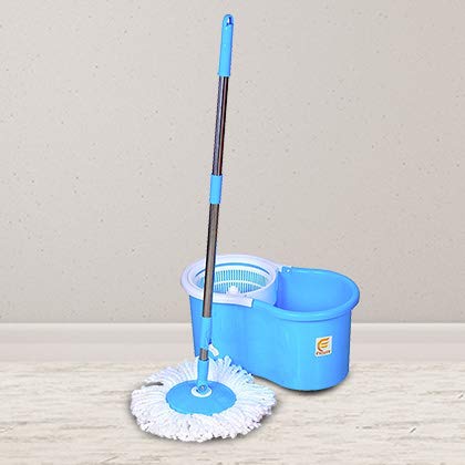 Spin Mop - Easy Spin Magical Mop Set [Steel Bucket] - 360 Degree Microfiber Mop Head Home Clean Tools Microfiber