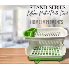 2 Steps Plate Racks For Kitchen (With Water Drainer) Pure Plastic PLATE Stand RACK / DISH RACK HOLDER KITCHEN RACK Kitchen Storage - Kitchen Dish Drying - Rack kitchen Organizer Utensils Drying Rack - Dish Rack Double Layer