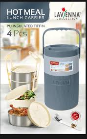 LAVENNA 3+1 Layer Tiffin Insulated Lunch Box Food Carrier Storage Box Office Lunch box 3.