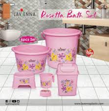 HOUSEHOLD Pack of 6 Bath set Washroom set balti tub set Lavenna Plastic