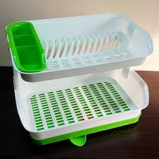 2 Steps Plate Racks For Kitchen (With Water Drainer) Pure Plastic PLATE Stand RACK / DISH RACK HOLDER KITCHEN RACK Kitchen Storage - Kitchen Dish Drying - Rack kitchen Organizer Utensils Drying Rack - Dish Rack Double Layer