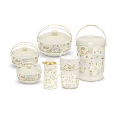5 Pieces Click Hot Pots Set & Water Cooler 12 Liter ,, Thermos 1 Liter