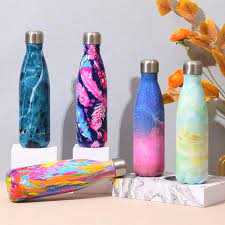 Imported 500ml Cute and Beautiful Stainless Steel Water Bottle Double Wall Vacuum Insulated Flask BPA Free Leak Proof Cola Shape Thermos Steel Bottle for Girls Steel Bottle for School Kids and Bottle for Boys Floral Bottle