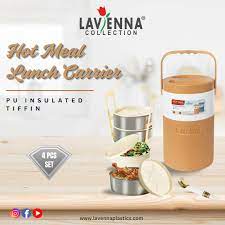 LAVENNA 3+1 Layer Tiffin Insulated Lunch Box Food Carrier Storage Box Office Lunch box 3.