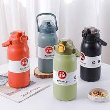 Imported 1300ml Vacuum Insulated Stainless Steel Water Bottle For Hot and Cold Water Thermos Flask With Straw