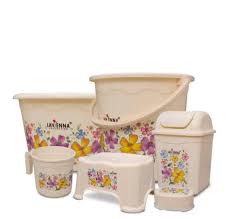 HOUSEHOLD Pack of 6 Bath set Washroom set balti tub set Lavenna Plastic
