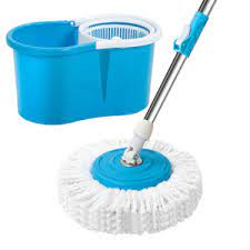 Spin Mop - Easy Spin Magical Mop Set [Steel Bucket] - 360 Degree Microfiber Mop Head Home Clean Tools Microfiber
