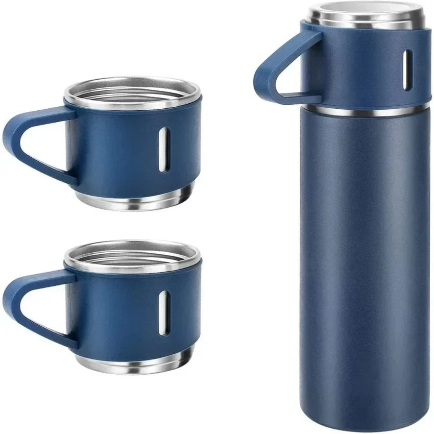 Stainless Steel Vacuum Flaskk Bottle with 3 Extra Glasses and 🎁 Gift Box